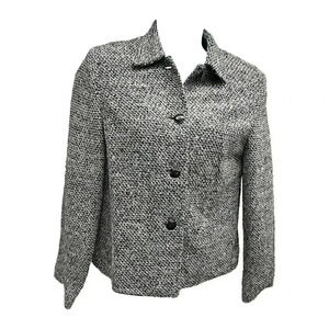 Women's Sag Harbor Tweed Grey Blazer button up long sleeve size 12, classic